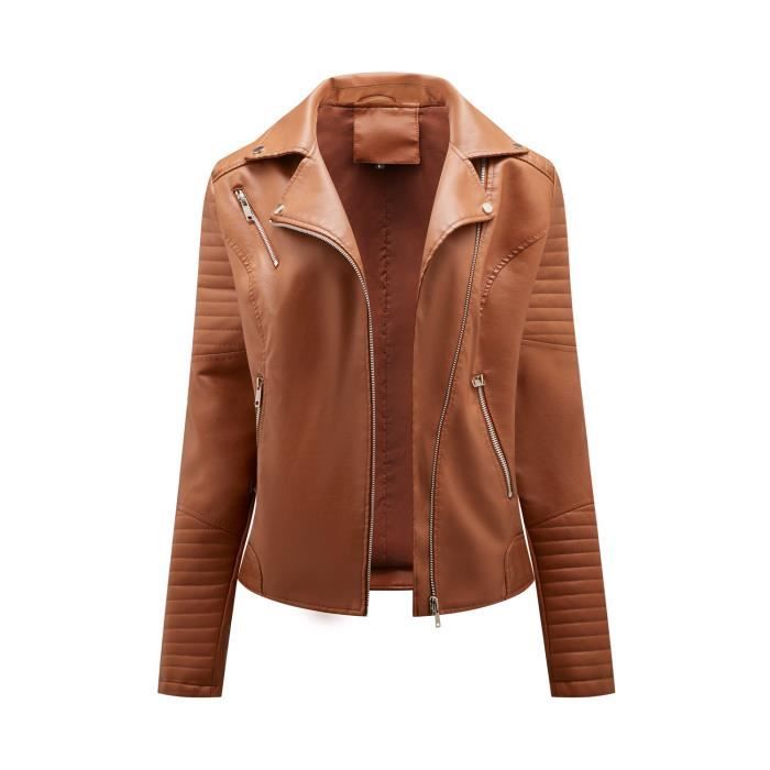 Blouson simili cuir camel femme sales