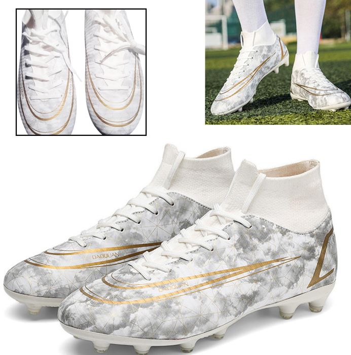 Chaussures de Football Homme High Top Professionnel Adolescents Athlétisme Chaussures  de Sport,Blanc - Cdiscount Sport
