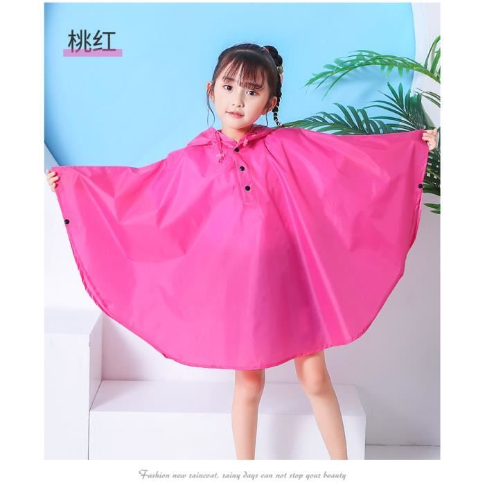 Poncho Imperméable Enfant – Cape Pluie Rouge, Unisexe, Taille Unique, Cycliste