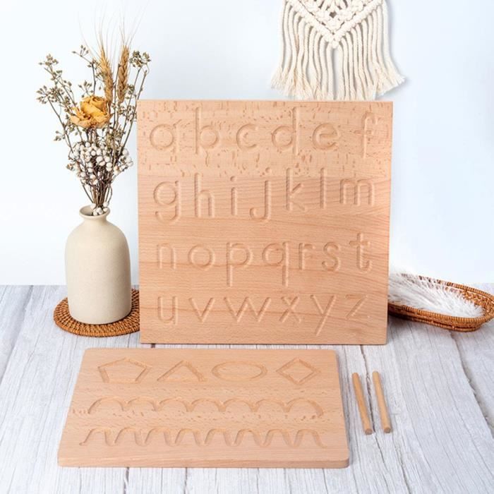 BESTonZON Set De 4 Planches De Traçage Lettres Et Chiffres – Recto-verso – Réutilisable – Apprentissage Alphabet – Dès 3 Ans