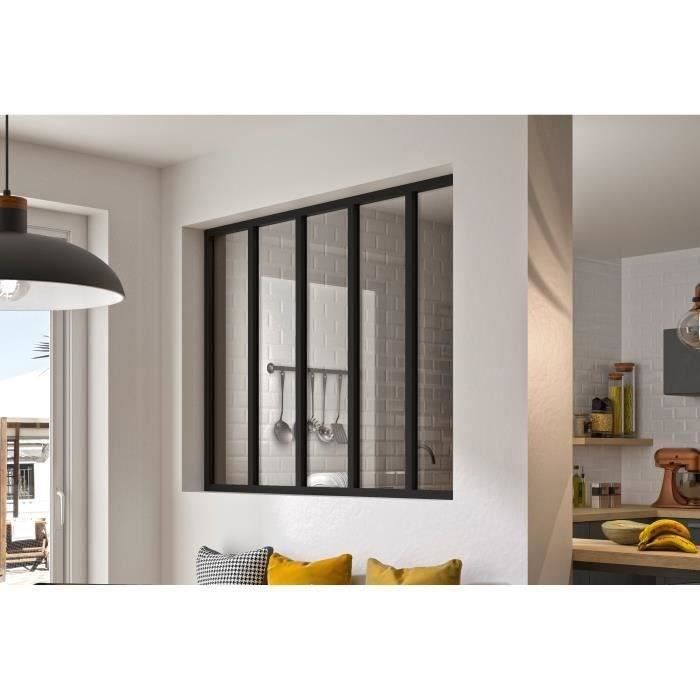 OPTIMUM Verrière 5 carreaux en verre trempé Noir - 108 x 148,7 cm