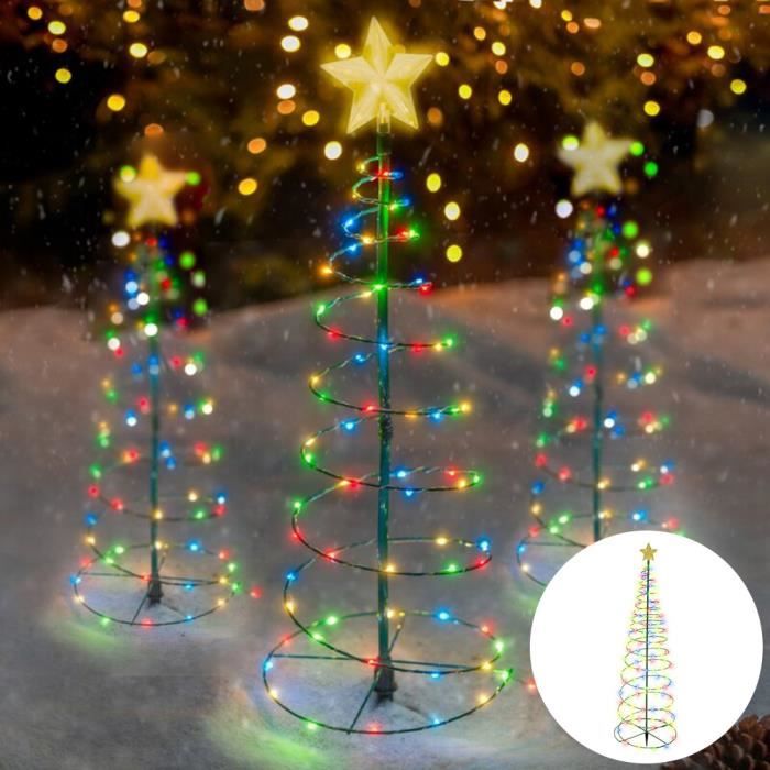 Lampe de sapin de Noël solaire de 2 modes70 LEDLumière de pelouse