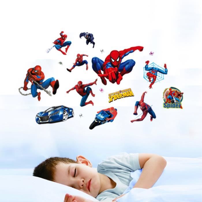 Stickers Muraux Spider-Man Effet 3D - 2 Feuilles Géantes, Repositionnables - Pour Chambre Enfant, Décoration - 9