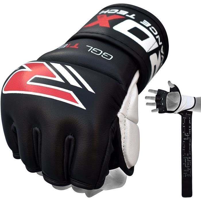 Kickboxing Sac de Frappe et Combat Libre Training Gloves Formation RDX Gants MMA pour Art Martiaux D’entraînement Muay Thai Parfaite pour Grappling Vachette Cuir Sparring Gant