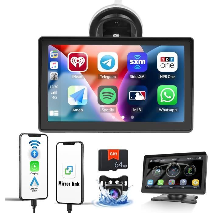 Autoradio 7 Pouces Avec Apple CarPlay Et Android Auto Sans Fil - Écran Tactile 1080P, AirPlay, FM, Bluetooth, Lecture Carte TF 64G - Compatible 7-32V Pour Toutes Voitures - 5