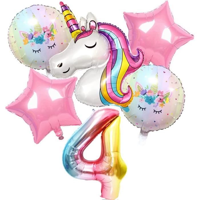 Décorations Licorne Anniversaire 4 Ans Fille, Ballon Licorne Deco Anniversaire 4 Ans Fille