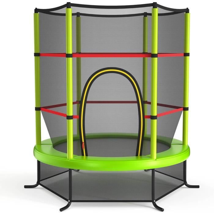 KOMFOTTEU Elastische kindertrampoline met schommel, veiligheidsnet, rechthoekige trampoline gedragen 100 kg, springmat voor buiten, springmat, 190 x 122 x 210 cm (blauw en zwart