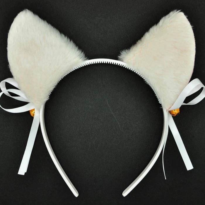Oreilles De Chat Bandeau Serre Tete En Peluche Avec Bowknot Pour Femme Fille Masquerade Carnaval Deguisement Cosplay Accessoire Blanc Achat Vente Boucle D Oreille Oreilles De Chat Bandeau Se