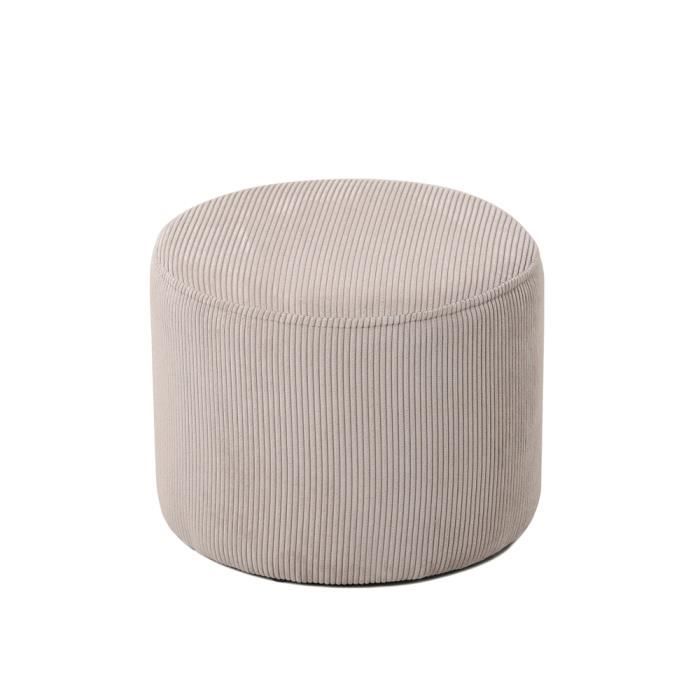 Pouf en velours côtelé beige - Table Passion - 1 place - Intérieur