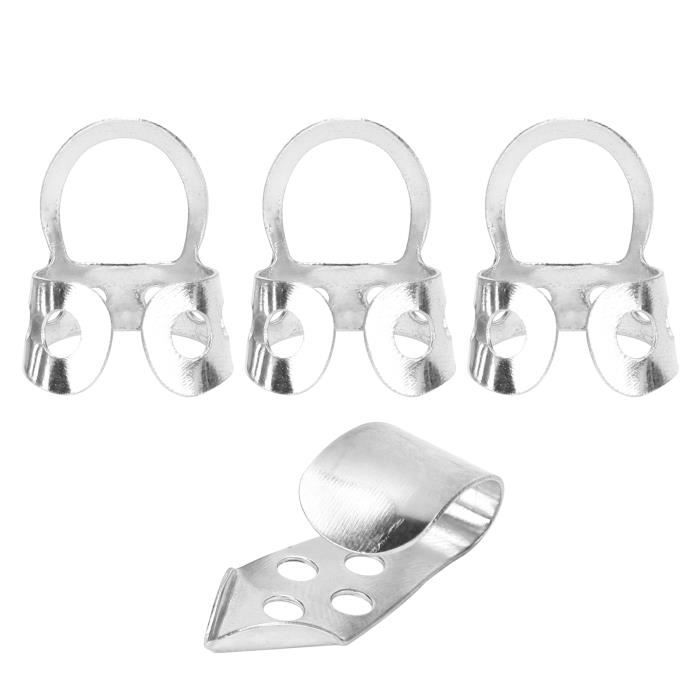 3 Picks De Doigt En Acier Inoxydable Pour Guitare - Protection Ongles, Jeu Précis - Dimension 26x18.5 Mm - Sourcing Map