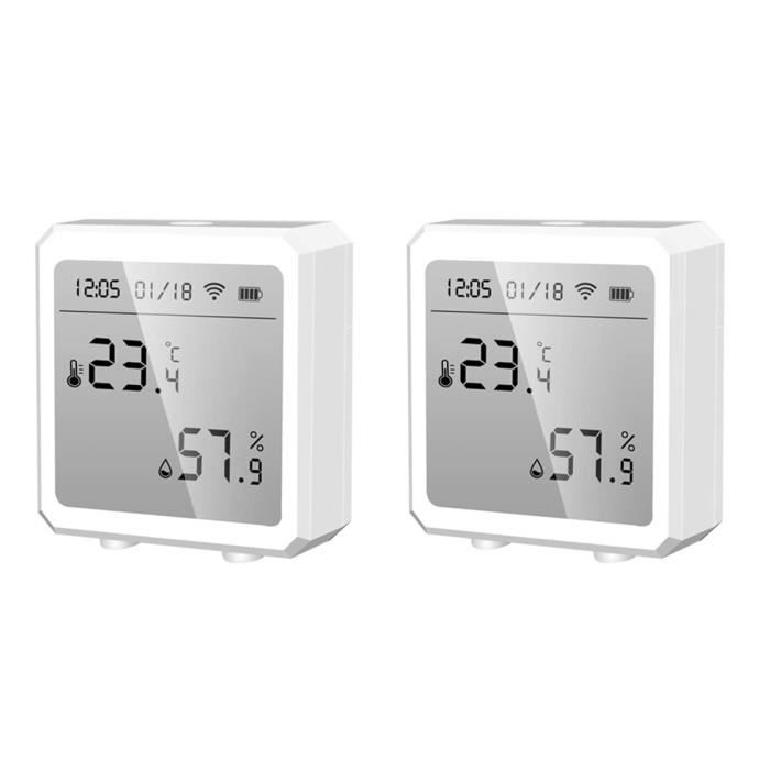 Tuya Lot De 2 Thermomètres Hygromètres Intelligents Wifi Avec Écran Lcd Et  Capteur D'Alarme[H8524] - Cdiscount Bricolage