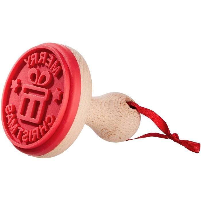 Tampon En Caoutchouc 'Merry Christmas' | Pour Cartes De Vœux & Scrapbooking | Support Bois 5.3 Cm | DIY Décorations De Noël