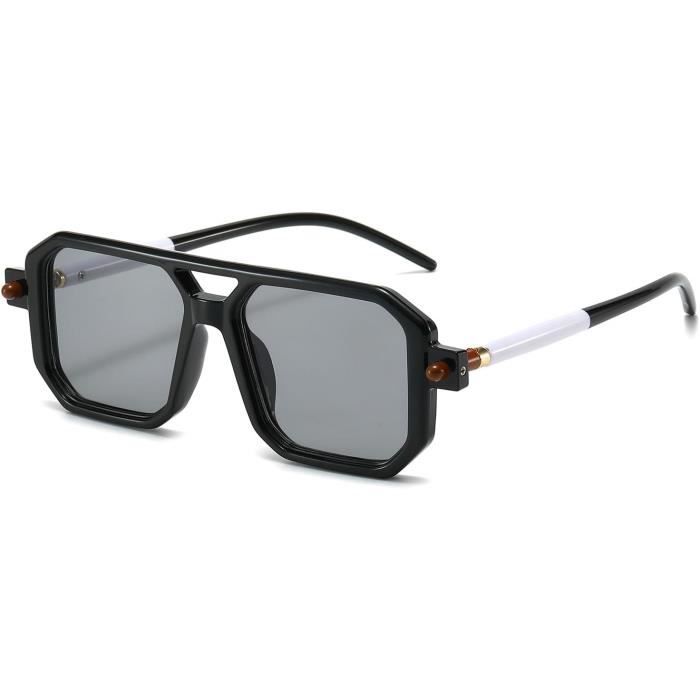 Lunettes De Soleil Rétro Carrées FEISEDY - Style Années 70 - Double Pont - Protection UV400 - 11 Couleurs Disponibles