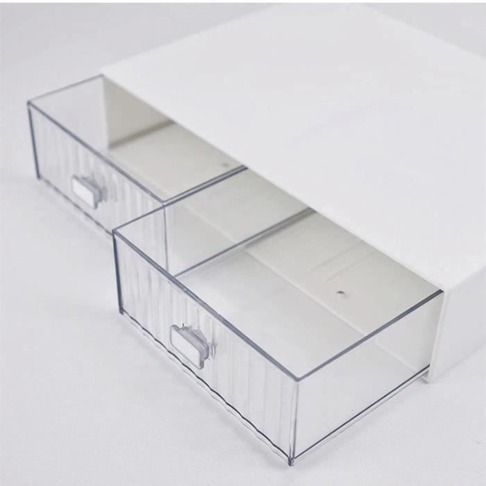 Organisateur De Bureau En Bambou Relaxdays - 3 Tiroirs Blanc - Dimensions 21.5x17x28 Cm
