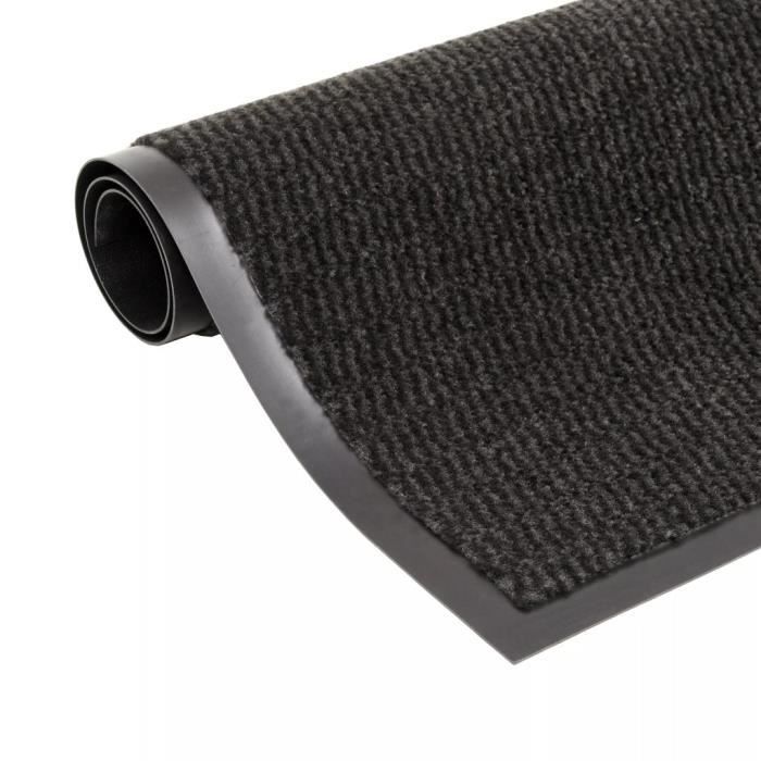 Paillasson Noir 80x120 Cm - Polypropylène Touffeté, Antidérapant PVC, Facile à Nettoyer, Pour Intérieur/extérieur