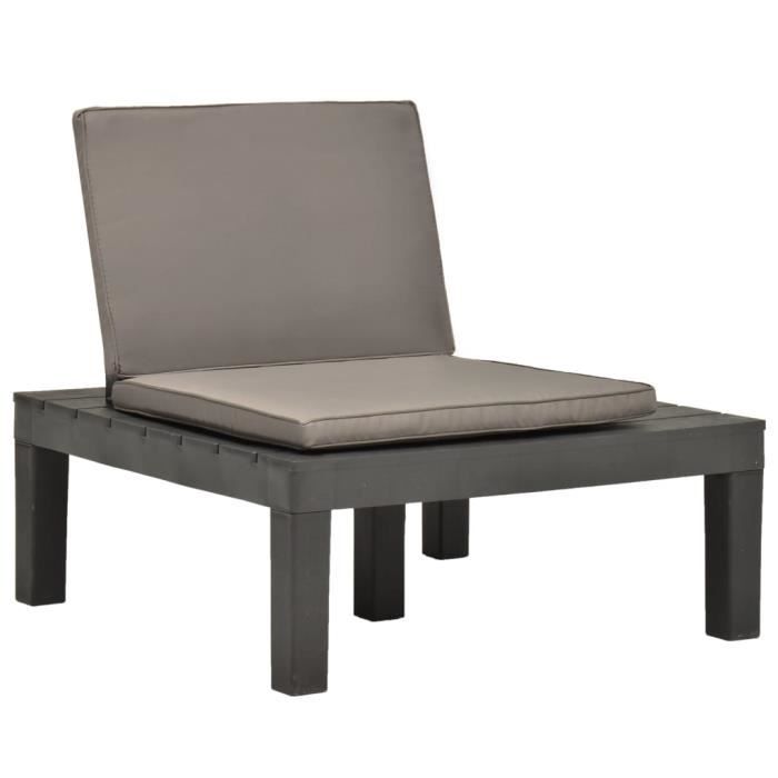 Chaise de salon de jardin VIDAXL - Plastique Anthracite - Confortable et résistant aux intempéries