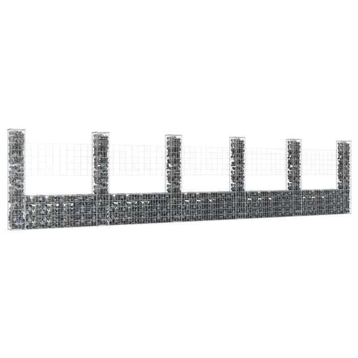 vidaXL Panier de Gabion en Forme de U avec 6 Poteaux Mur de Soutènement Barrière de Jardin Patio Projets de Jardinage 151286