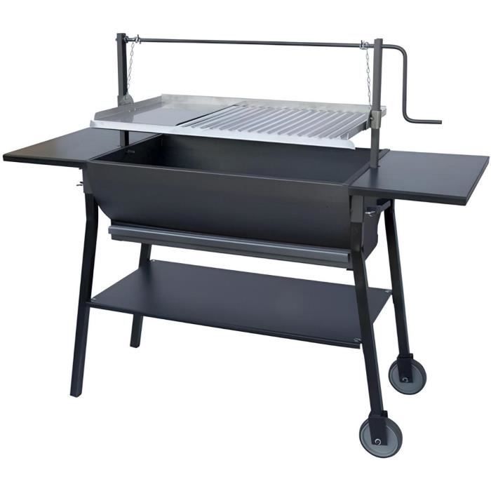 Rôtissoire électrique Avec Grill En Acier Inox - Pour Jardin - Moteur 220-240V - Dimensions 132x55x98 Cm - 8