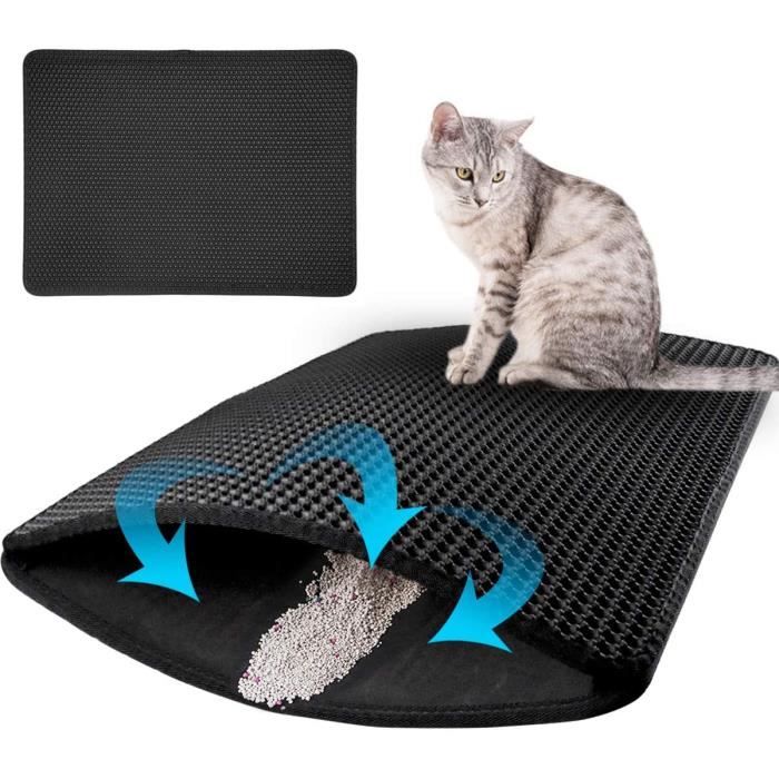 60 X 45cm Tapis Litiere Chat Impermeable Double Couche En Nid D Abeille Design Tapis De Litiere Pour Chat Pour Le Bac A Litiere Cdiscount