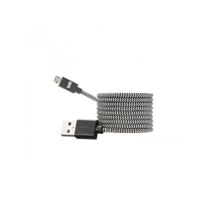 Câble USB/Micro USB Nylon 1m Noir/Blanc