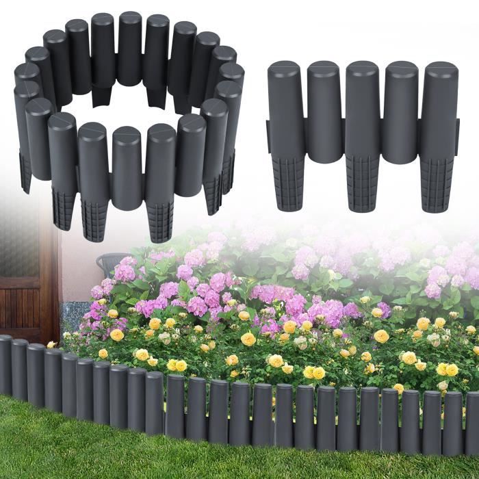YRHome Bordure Pelouse 20m Rotin Plastique - Anthracite