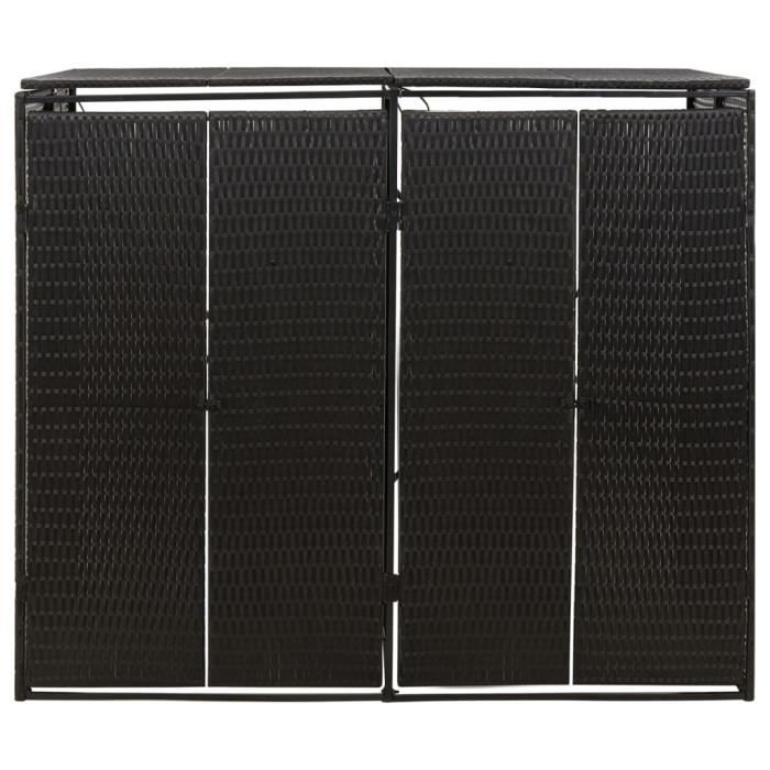 Abri pour poubelle double en résine tressée noire Zerodis 140x80x117 cm