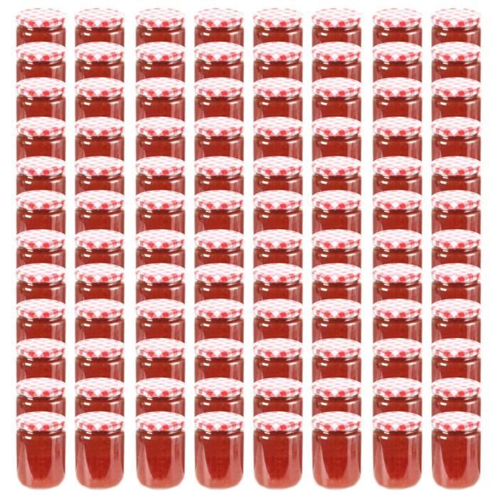 MC-Trend Lot De 24 Mini Pots à Confiture 30ml Avec Couvercles à Carreaux Rouge Et Blanc
