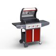 Barbecue à gaz Oklahoma - CONCEPT USINE - 3 brûleurs + 1 brûleur latéral - Inox - Rouge - Ustensiles inclus-1