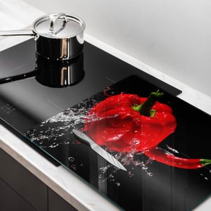 TMK - Plaque de protection pour cuisinière - 80 x 52 cm - 1 pièce - Protection contre les éclaboussures - Protection contre les éclaboussures - Plaque en verre - Planche à découper décorative