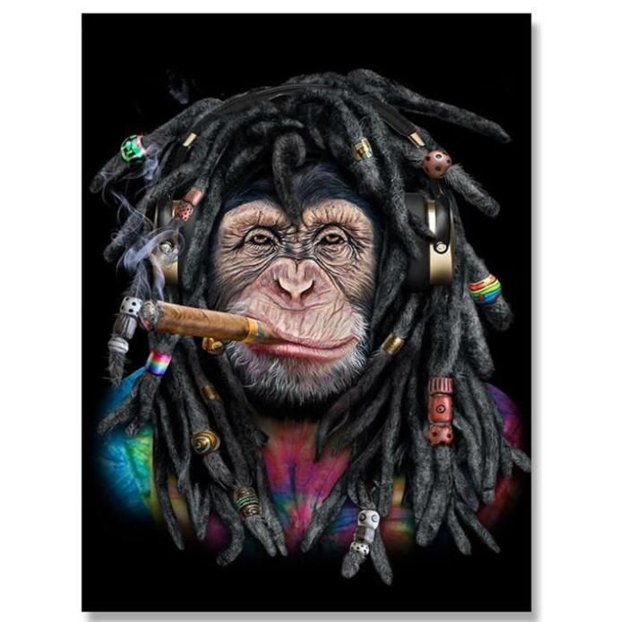 Photo Gravure Vintage Années 50 - Singe Boss Humoristique Avec Cigare & Téléphone - Encadrée Sur Carton 12x16"
