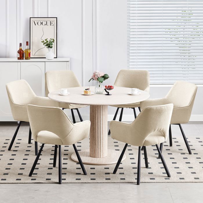 Chaises Beige Lot De 4 Chaises De Salle à Manger WAFTING – Dossier Coquille Chenille, Pieds Métal, Beige Chaises Beige Lot De 4 Chaises De Salle à Manger WAFTING – Dossier Coquille Chenille, Pieds Métal, Beige