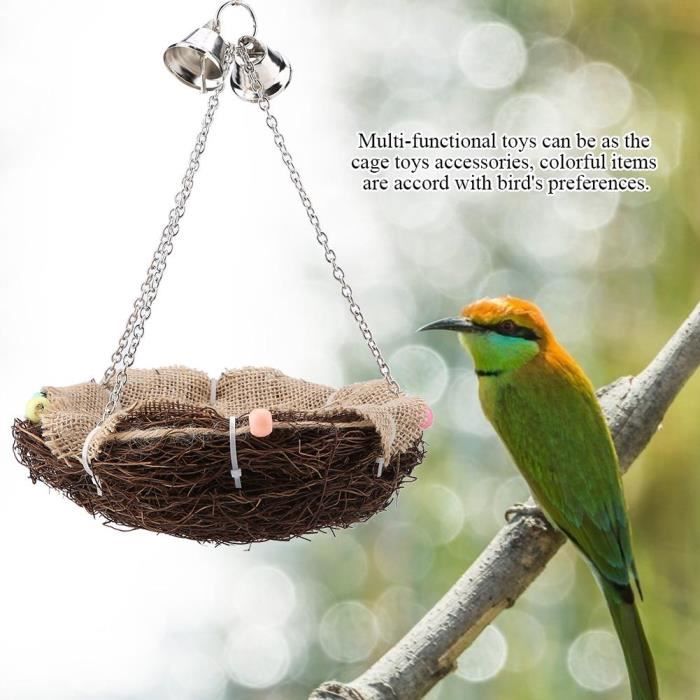 Nid d'oiseaux jouets nid d'oscillation perroquet suspendu avec cloches Cages  à oiseaux Accessoires cacatoès Ara - Cdiscount Animalerie