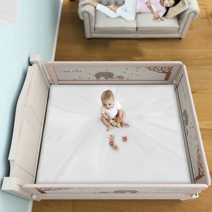 Barrière De Lit Pour Enfants 102x42 Cm Rose - Sécurité Bébé 18 Mois-5 Ans, Facile à Rabattre