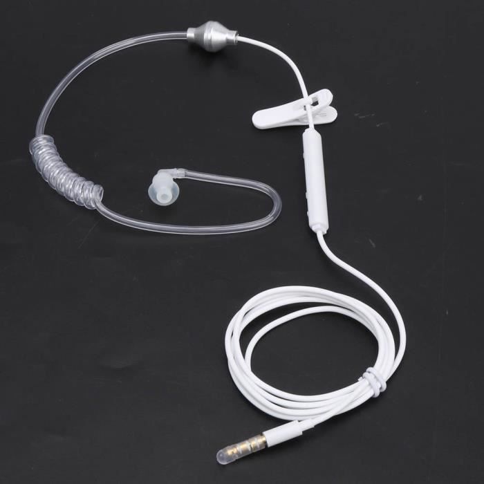 Casque de fil Conduit d'air écouteur simple écouteur tube en spirale type  de contrôle de ligne stéréo universel pour -SIE11