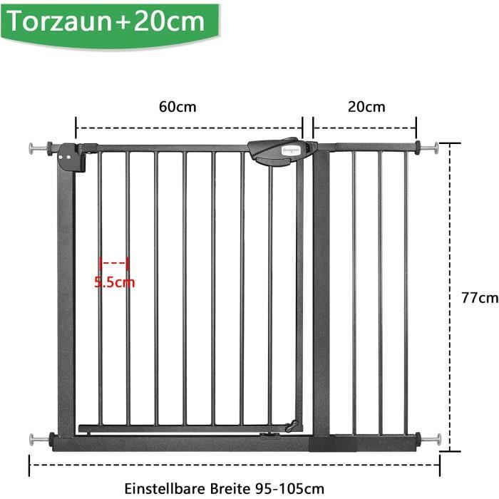 Barrière Pour Chat Rétractable Sans Perçage - Grille De Sécurité Pour Porte, Couloir, Cuisine, 110-150 Cm - 9