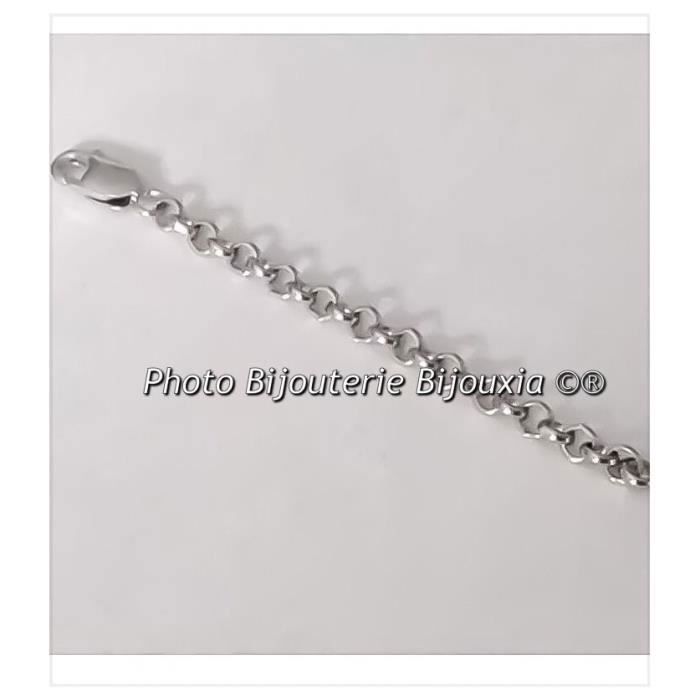 Bracelet Maille JASERON Rhodié Argent Massif 925/1000 Poinçonné Bijoux Femme
