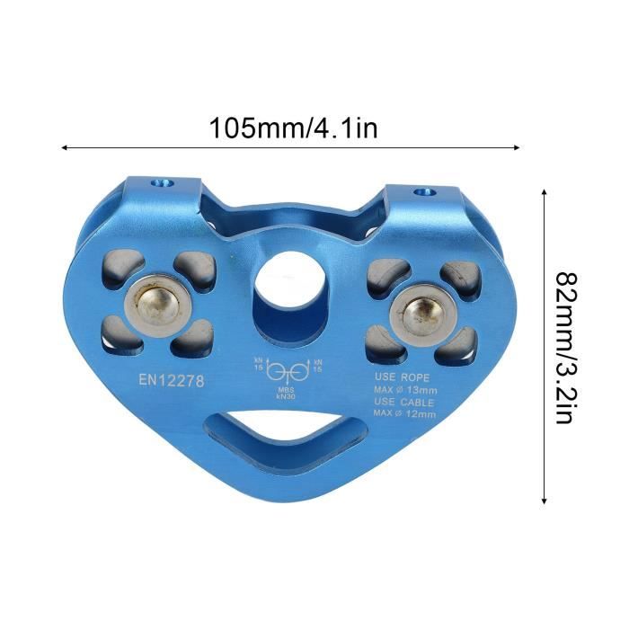 Poulie Double NewDoar 28KN CE - Tyrolienne, Sauvetage, Escalade - Compatible Câbles Jusqu'à 13mm