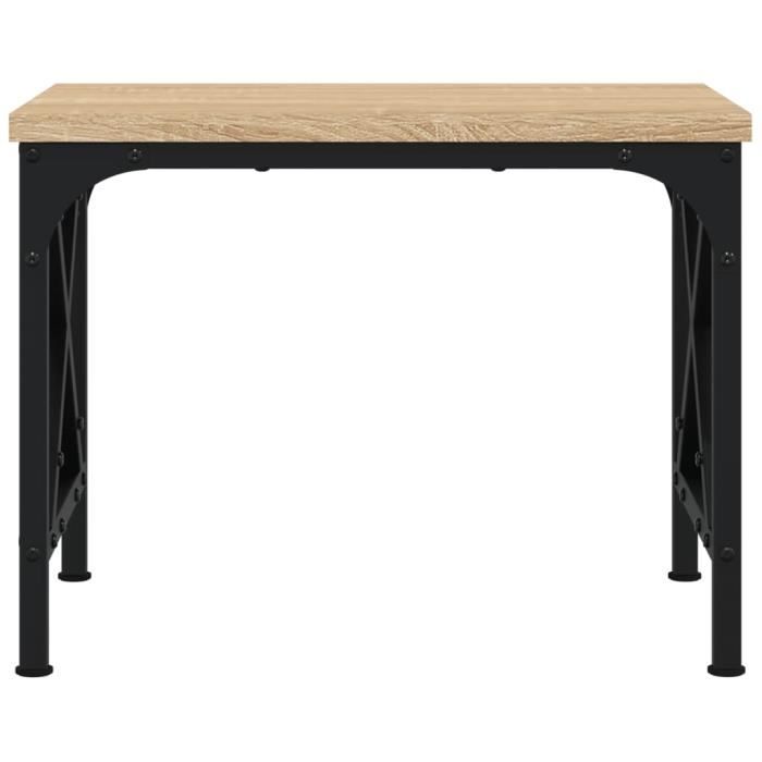 Support Imprimante En Bois Chêne Fumé - Étagère Rangement Bureau, Pieds Réglables, Dimensions 40x30x31 Cm