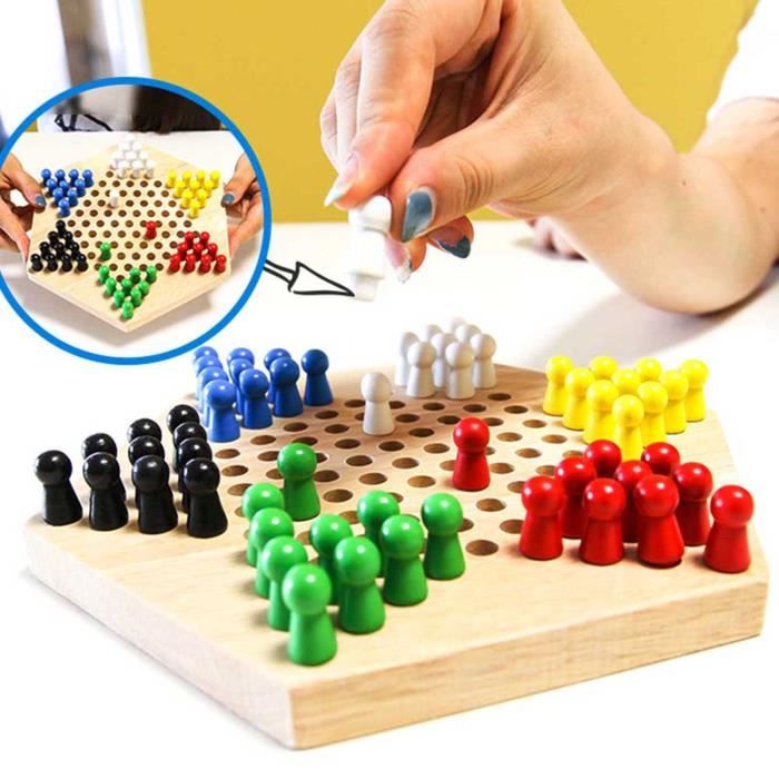 Generic Generic Jeu de société de Dames Chinoises Classiques pour Enfants, Ensemble de Stratégie en Bois avec de Couleurs Vives Generic Generic Jeu de société de Dames Chinoises Classiques pour Enfants, Ensemble de Stratégie en Bois avec de Couleurs Vives