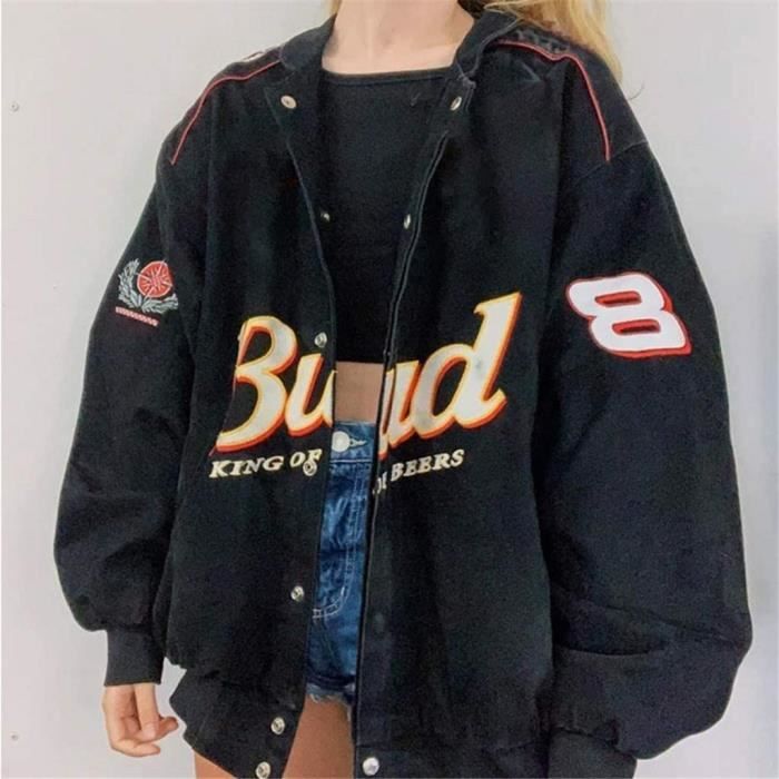 Minetom Blouson Bomber Femme Vintage Veste Bomber Casual Zipper