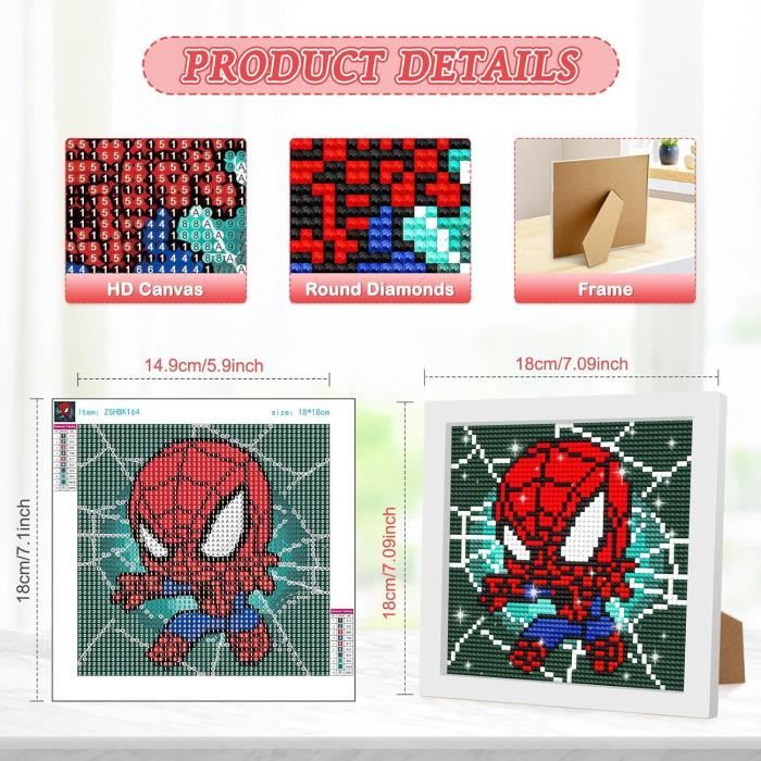 4 Pack Stitch Diamond Painting Enfant 5D DIY Broderie Diamant Kit Complet Peinture Diamant pour Enfants et Adultes (15x15cm) - Beaux-Arts et Loisirs créatifs