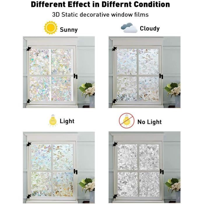45x 200CM Film Fenetre Anti Regard, Film Electrostatique Vitre Film Fenetre Anti Regard Décoratif,Occultant Fenêtre Anti-UV Dépoli Opaque Vitrage Film | Leroy Merlin