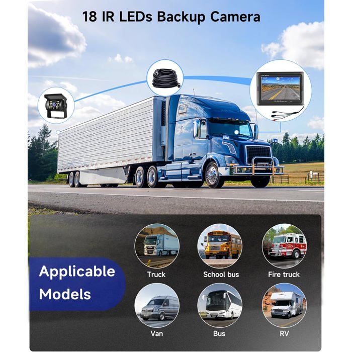 Caméras De Recul Câblée Avec De Tft Lcd Moniteur Hd 7 Pouces,Pour Voiture Caméra De Recul Vision Nocturne,Ip68,Pour Suv Van Rv Car - Auto