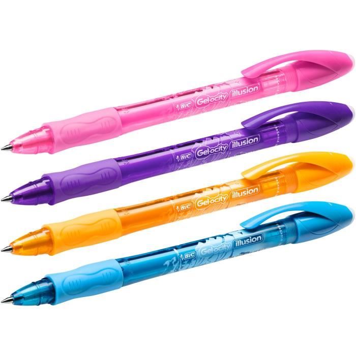 Blister 3 gel-ocity® illusion® pointe moyenne / bleu stylo encre gel  effaçable bic - La Poste