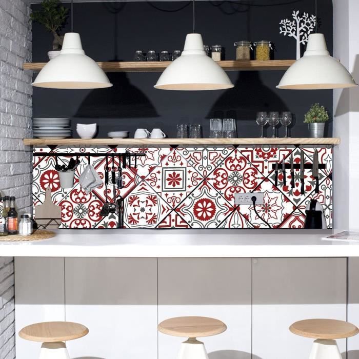 Autocollants muraux décoratifs pour cuisine et salle de bains, résistants à l'humidité, motif floral, imitation carrelage, autocollants auto-adhésifs, papier peint, 10/20/30 pièces  15