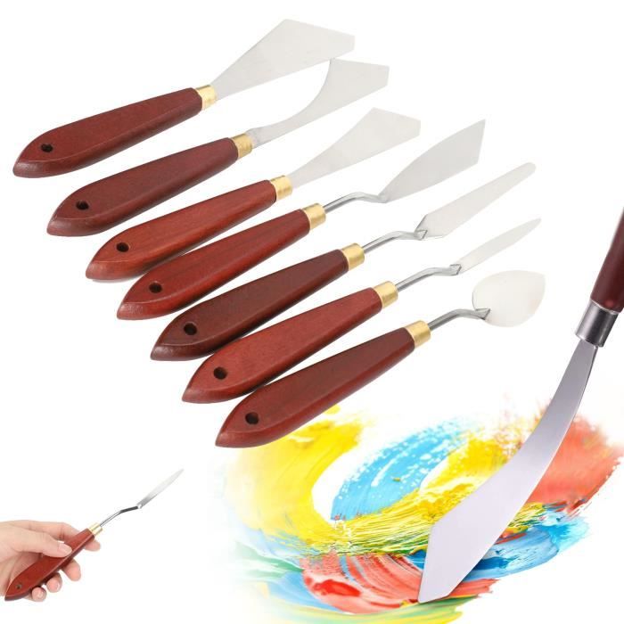 HURRISE Ensemble de couteaux à palette d'artistes 7pcs/set Couteau à Palette  en Acier Inoxydable Grattoir de Mélange pour - Cdiscount Maison