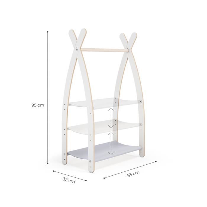 Portant Vêtement Enfant Bois écologique - Penderie Rangement 95cm Hauteur Fabriquée UE