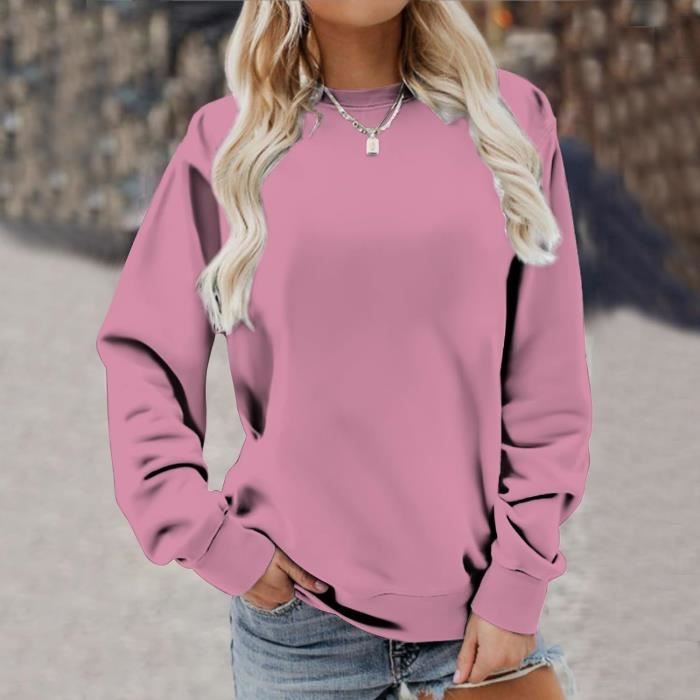 Sweat rose femme top sans capuche