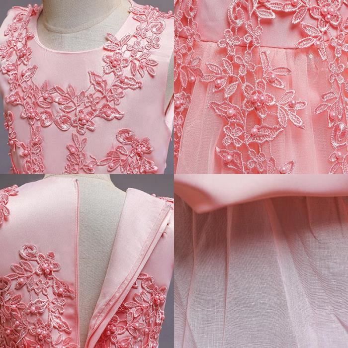 Robe D'Été Élégante Fille Sans Manches Tulle Paillettes - Robe Cérémonie 3-14 Ans