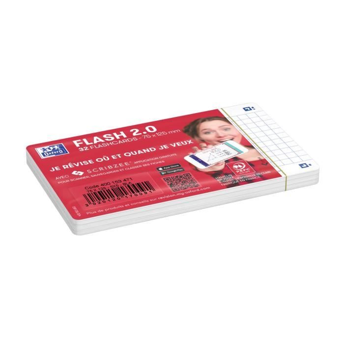 Oxford Lot 5 Paquets Flashcards Bristol 2.0 75x125mm A7 Non Perforées - Révision Efficace Avec Scribzee